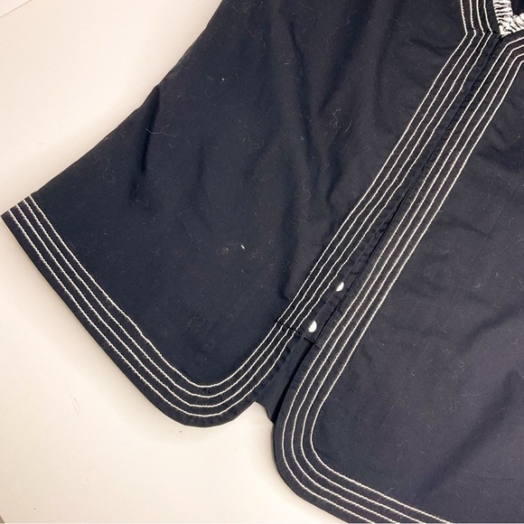 VINTAGE April Cornell Black Cotton Tank Top Button Up Blouse - Picture 5 of 12